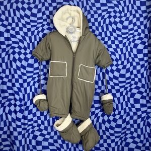 Vintage Talbots Kids 6 Months Snowsuit Fleece Lined-Detachable Mittens & Booties